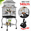 Yaheetech Black Triple Roof Rolling Bird Cage Metal Parrot Cage with Detachable Stand