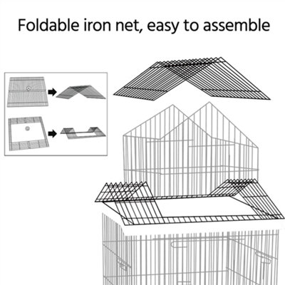 Yaheetech Black Triple Roof Rolling Bird Cage Metal Parrot Cage with Detachable Stand - 6