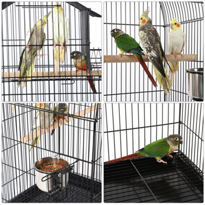 Yaheetech Black Triple Roof Rolling Bird Cage Metal Parrot Cage with Detachable Stand - 8