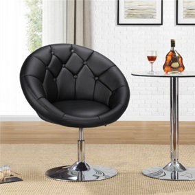 Yaheetech Black Upholstered Height Adjustable Swivel Chair