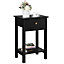Yaheetech Black Wood Bedside Table End Table with Drawer