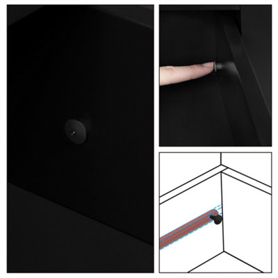 Yaheetech Black Wood Bedside Table End Table with Drawer