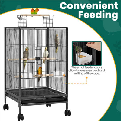 Visual Reference: Yaheetech Black Wrought Iron Bird Cage With Rolling Stand