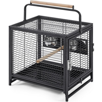 Yaheetech Black Wrought Iron Travel Bird Cage Carrier - 3