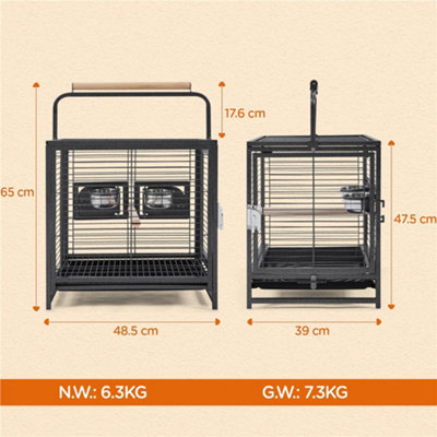 Yaheetech Black Wrought Iron Travel Bird Cage Carrier - 4