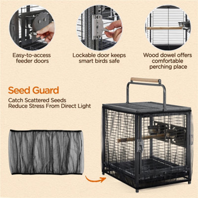 Yaheetech Black Wrought Iron Travel Bird Cage Carrier - 5