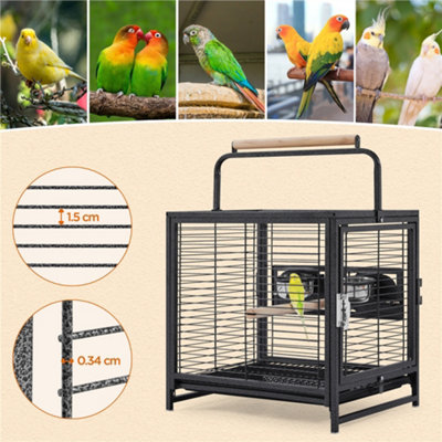 Yaheetech Black Wrought Iron Travel Bird Cage Carrier - 6
