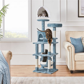 Yaheetech Blue 155cm Ocean-themed Cat Tower with Perches, Hammock