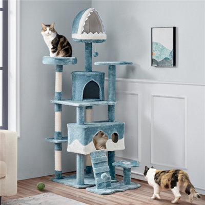 Yaheetech Blue 184 cm H Ocean Themed Cat Tree with Scratching Posts and ...
