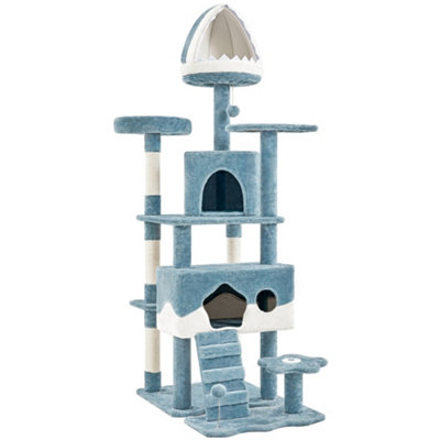 Yaheetech Blue 184 cm H Ocean Themed Cat Tree with Scratching Posts and ...