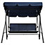 Yaheetech Blue 3-Seat Outdoor Patio Swing Chair with Adjustable Canopy