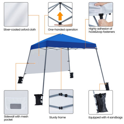 Yaheetech Blue 3x3m Pop-up Gazebo with Side Panel - 7