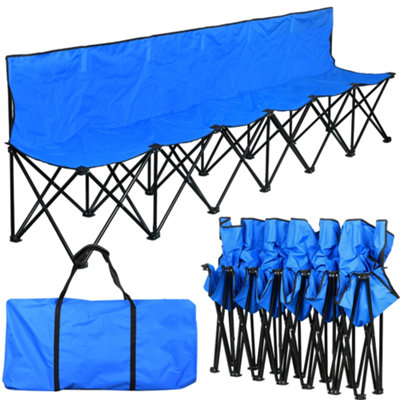 Yaheetech Blue 6 Seats Portable Folding Bench with Carry Bag - 3