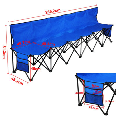 Yaheetech Blue 6 Seats Portable Folding Bench with Carry Bag - 4