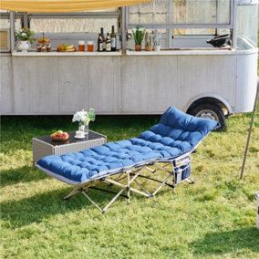 Yaheetech Blue Cot/Blue Pad Folding Camping Cot with Mat and Carry Bag