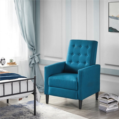 Yaheetech Blue Fabric Recliner Sofa with Adjustable Back