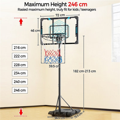 Yaheetech Blue Height Adjustable Basketball Stand with Wheels 72cmL x 46cmW