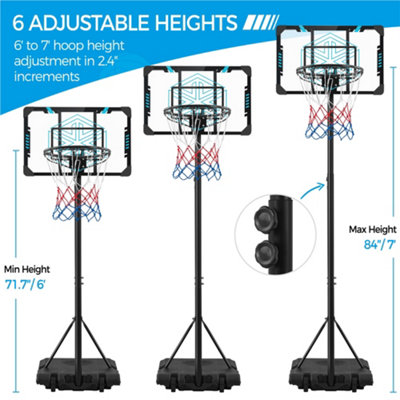 Yaheetech Blue Height Adjustable Basketball Stand with Wheels 72cmL x 46cmW - 4