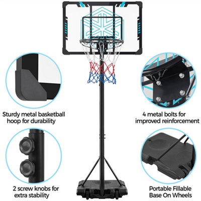 Yaheetech Blue Height Adjustable Basketball Stand with Wheels 72cmL x 46cmW - 6
