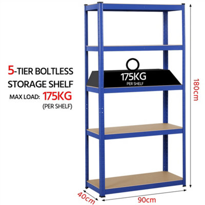 Yaheetech Blue Metal 5 Tier Storage Rack with Adjustable Shelves