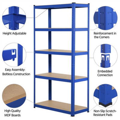 Yaheetech Blue Metal 5 Tier Storage Rack with Adjustable Shelves - 4