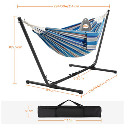Yaheetech Blue Red Hammock Bed with Adjustable Steel Stand - 3