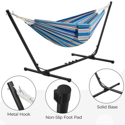 Yaheetech Blue Red Hammock Bed with Adjustable Steel Stand - 4
