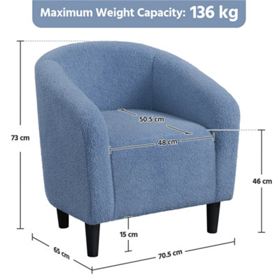 Yaheetech Blue Upholstered Boucle Club Chair Accent Barrel Chair