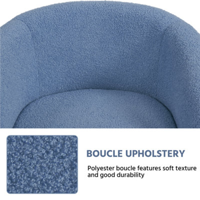 Yaheetech Blue Upholstered Boucle Club Chair Accent Barrel Chair
