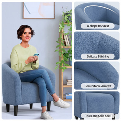 Yaheetech Blue Upholstered Boucle Club Chair