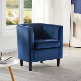 Yaheetech Blue Upholstered Velvet Club Chair