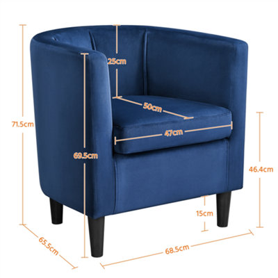 Yaheetech Blue Upholstered Velvet Club Chair