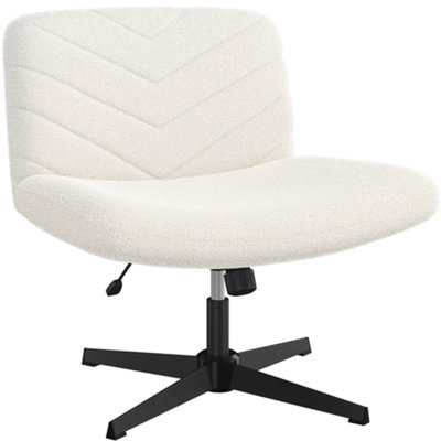 Yaheetech Boucle Swivel Desk Chair for Home Office - Ivory