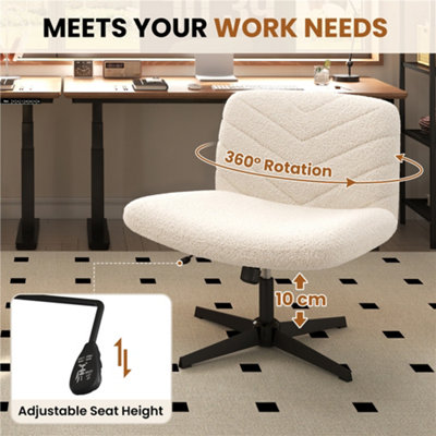Yaheetech Boucle Swivel Desk Chair for Home Office - Ivory