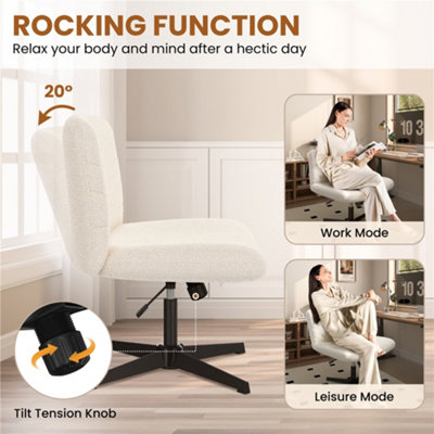Yaheetech Boucle Swivel Desk Chair for Home Office - Ivory