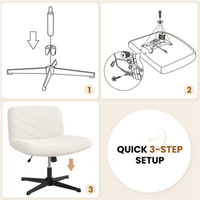 Yaheetech Boucle Swivel Desk Chair for Home Office - Ivory