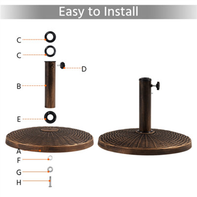Yaheetech Bronze 10kg Heavy Duty Patio Market Umbrella Base - 8