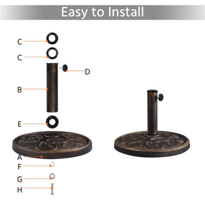 Yaheetech Bronze 10kg Outdoor Umbrella Base - 9