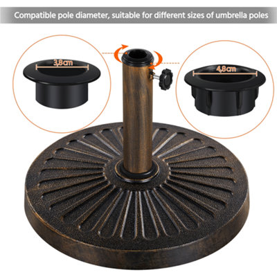 Yaheetech Bronze 12kg Patio Umbrella Base Stand for 38/48mm Pole - 3