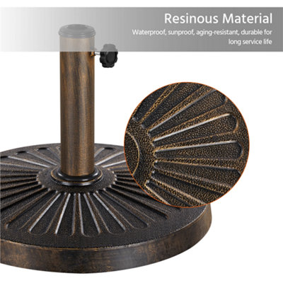 Yaheetech Bronze 12kg Patio Umbrella Base Stand for 38/48mm Pole - 4