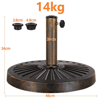 Yaheetech Bronze 14kg Patio Umbrella Base Stand for 38/48mm Poles
