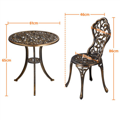 Outsunny bistroset tuinset tuinmeubelen 3-delig. Gegoten aluminium antiek groen