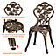 Yaheetech Bronze 3 Piece Patio Bistro Table Set with Umbrella Hole Rose Design