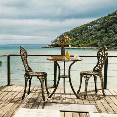 Yaheetech Bronze 3 Piece Patio Bistro Table Set