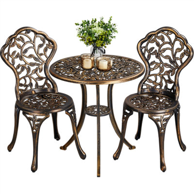 Yaheetech Bronze 3 Piece Patio Bistro Table Set