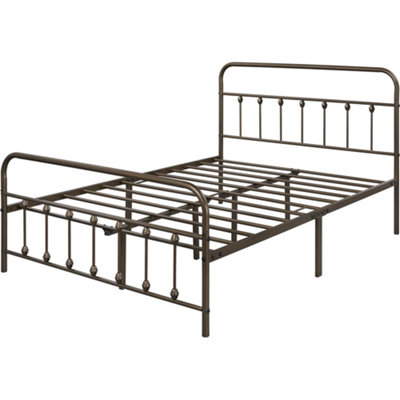 Yaheetech Bronze 4ft6 Double Classic Iron Bed Frame with High Headboard and Footboard