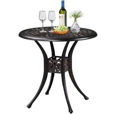 Yaheetech Bronze 78cm Round Cast Aluminum Patio Bistro Table with Umbrella Hole