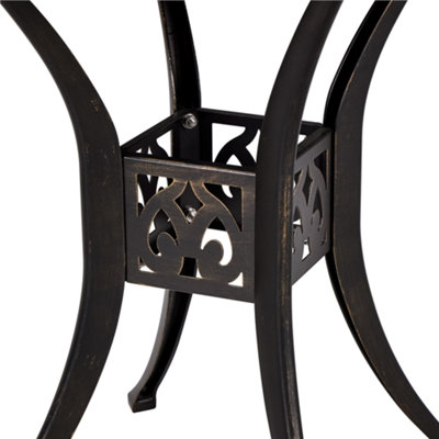 Yaheetech Bronze 78cm Round Cast Aluminum Patio Bistro Table with Umbrella Hole - 8