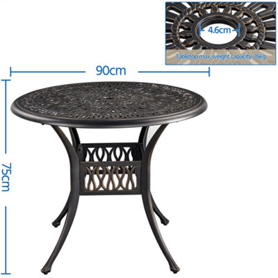 Yaheetech Bronze Metal Outdoor Patio Bistro Table with Umbrella Hole - 3