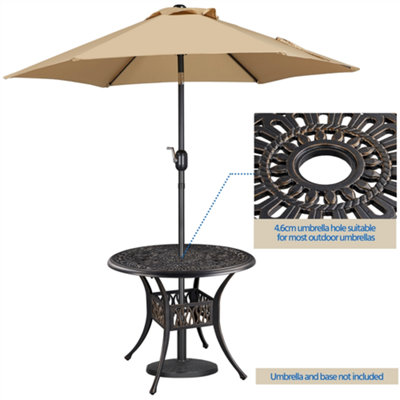 Yaheetech Bronze Metal Outdoor Patio Bistro Table with Umbrella Hole - 5